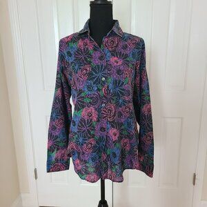 Vtg Miss "B" womens M retro Festival Shirt – Psychedelic Allover Floral Print